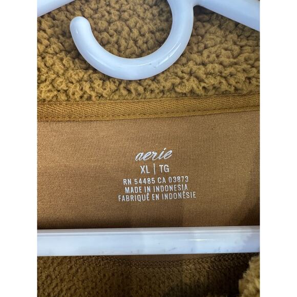 Aerie Sweater Womens‎ XL Camel Sherpa Teddy Fleece Oversized Pockets Soft Warm - Picture 5 of 8